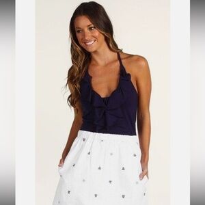 Lilly Pulitzer Halter Navy and White Dress Medium